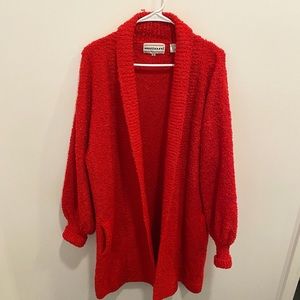 Vintage 80s Westbound Red Marled Cardigan Sweater